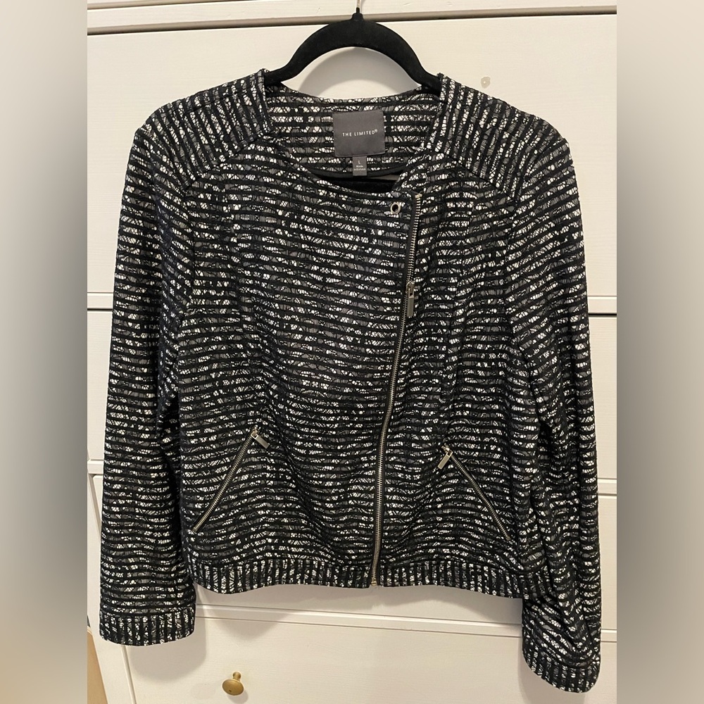 The Limited Striped Black and White Blazer